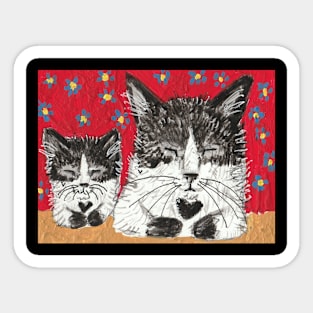 Mother and baby cat Sticker